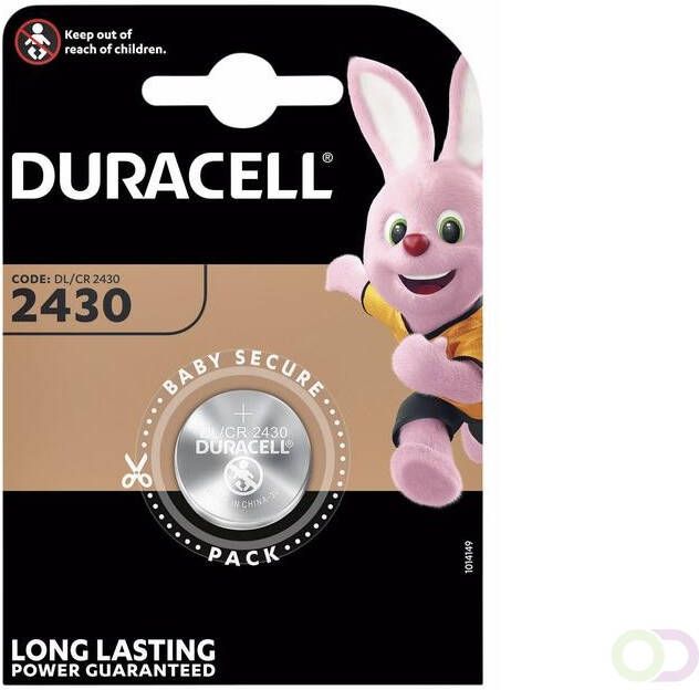 Duracell Batterij knoopcel 1xCR2430 lithium Ã24mm 3V-280mAh